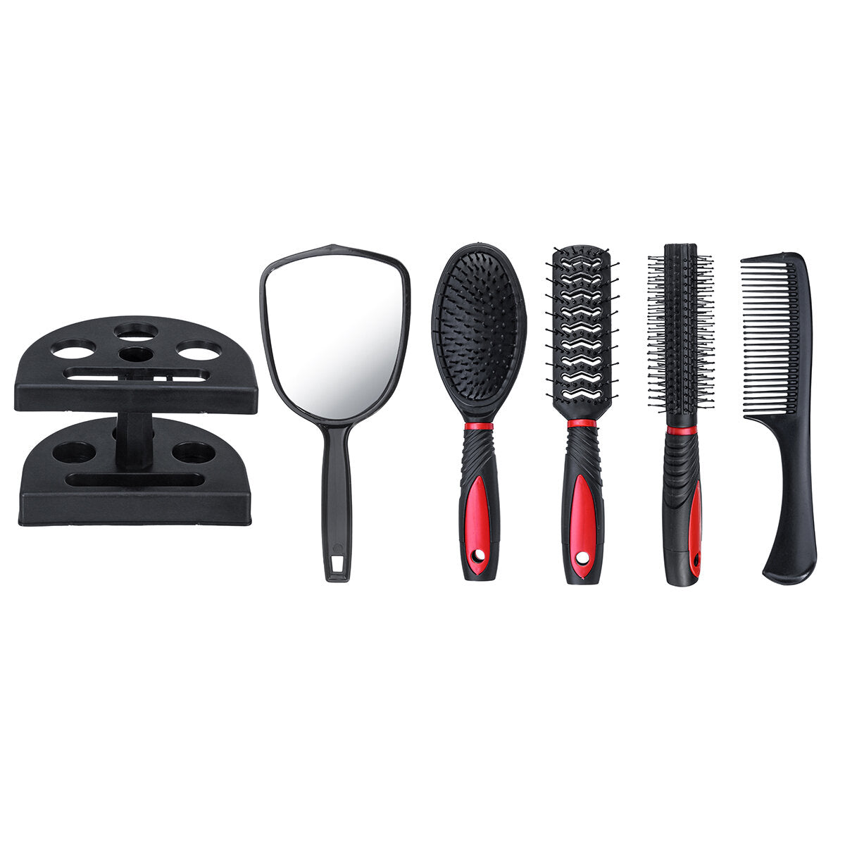 Professional 5-Piece Hair Comb Set - Salon Hair Cutting Brushes, Styling Tools, Mirror & Holder Stand, Hairdressing Kit