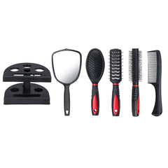 Professional 5-Piece Hair Comb Set - Salon Hair Cutting Brushes, Styling Tools, Mirror & Holder Stand, Hairdressing Kit