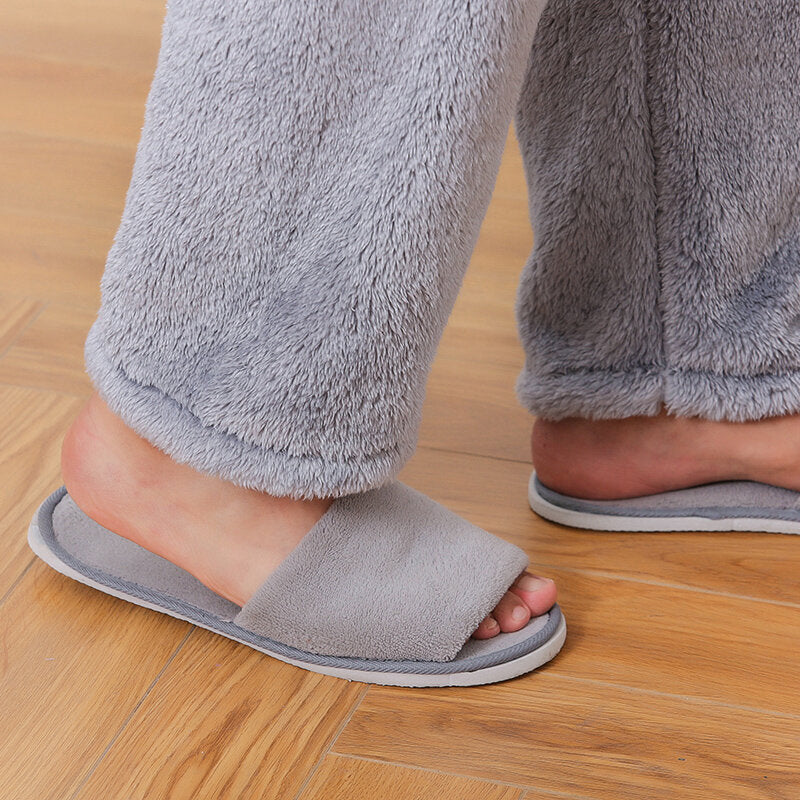 Men's Thick Flannel Sleepwear Pants - Warm Solid Color for Autumn and Winter