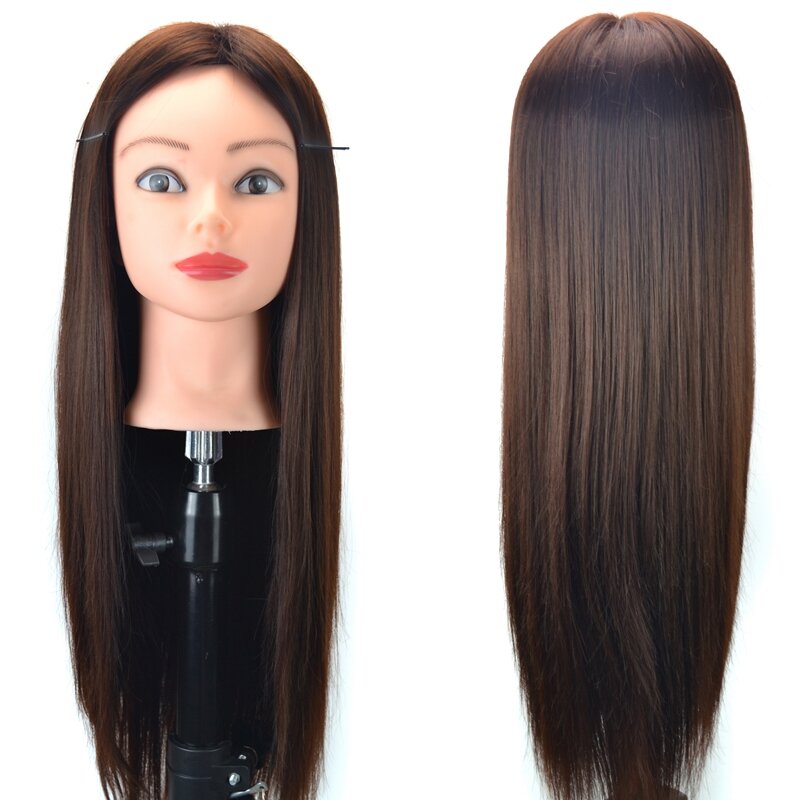 High-Temperature Fiber Hair Training Mannequin Head with Clamp for Salon Braiding Practice