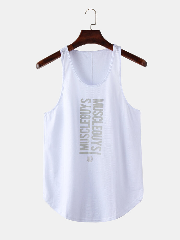 Men's Workout Fitness Sleeveless Tank Tops - 6 Colors, Text Print