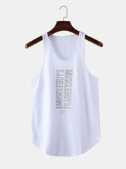 Men's Workout Fitness Sleeveless Tank Tops - 6 Colors, Text Print