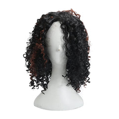 Deep Wavy Curly Lace Front Full Wig - Black Brown Hair