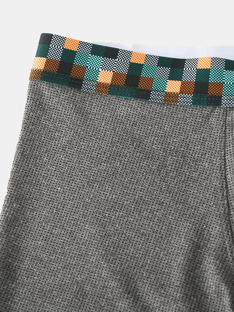 Einfarbige, dünne, atmungsaktive Modal-Boxershorts für Herren mit elastischem Bund und Patchwork im Schritt - Home Comfy
