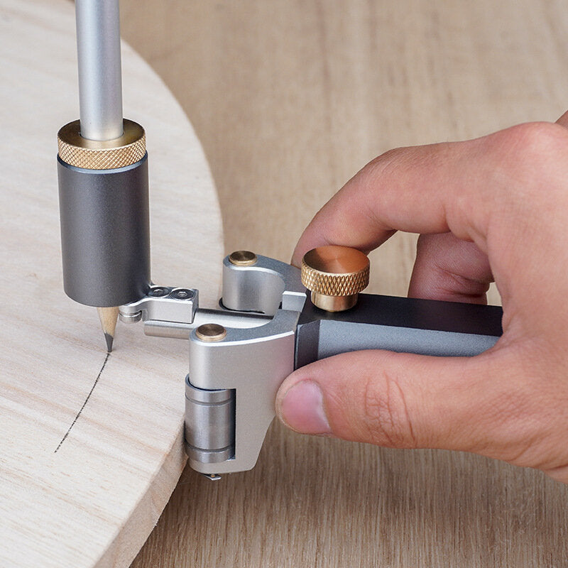 2-in-1 Woodworking Scriber Tool for Straight Lines & Arcs with Pencil