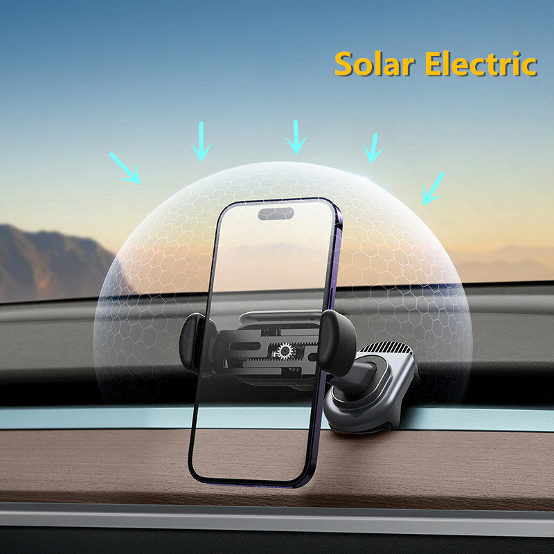 Solar-Powered Smart Sensor Phone Holder for iPhone, Samsung, Huawei - Car Mount