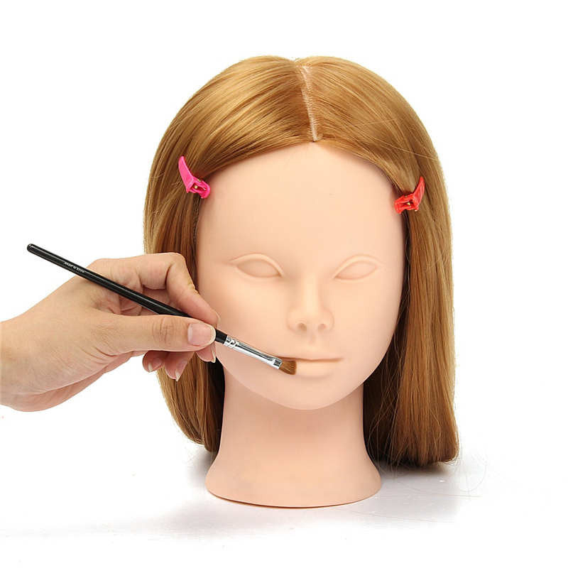 26" Long Hair Mannequin Head for Hairdressing, Makeup Practice with Clamp Holder