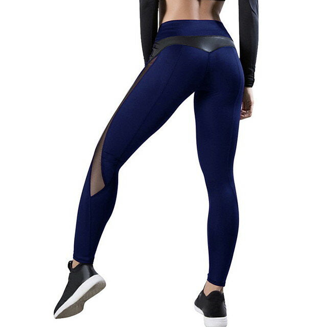 Yogahose mit hoher Taille für Damen – schnelltrocknende Lauf-Fitness-Leggings aus Netzleder, Hüft-Push-Up, Strumpfhose mit hoher Elastizität