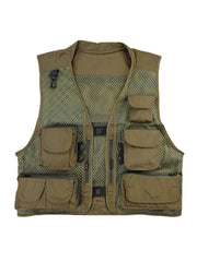 Men's Multi-Pocket Mesh Fishing & Climbing Vest - Breathable, Sporty, Multifunctional