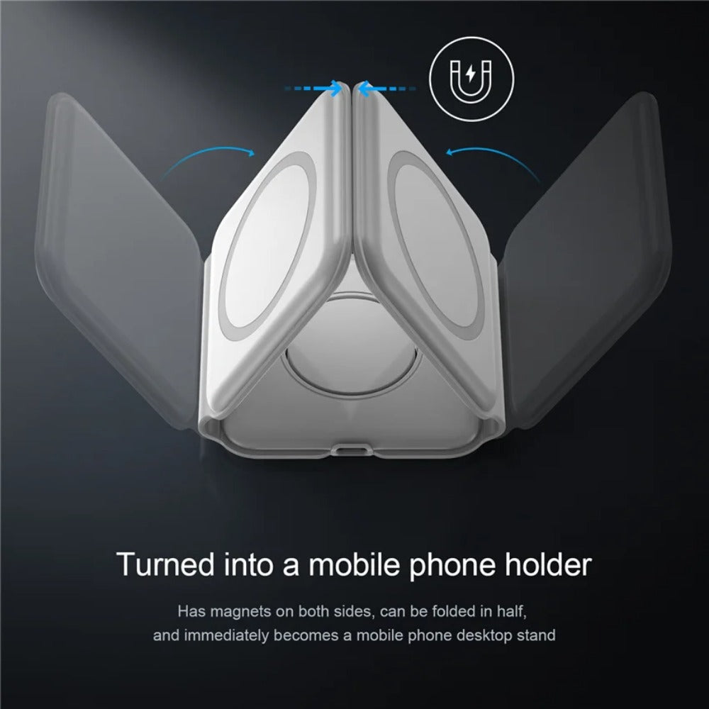 Foldable 100W 3-in-1 Magnetic Wireless Charger for iPhone, AirPods, and Apple Watch