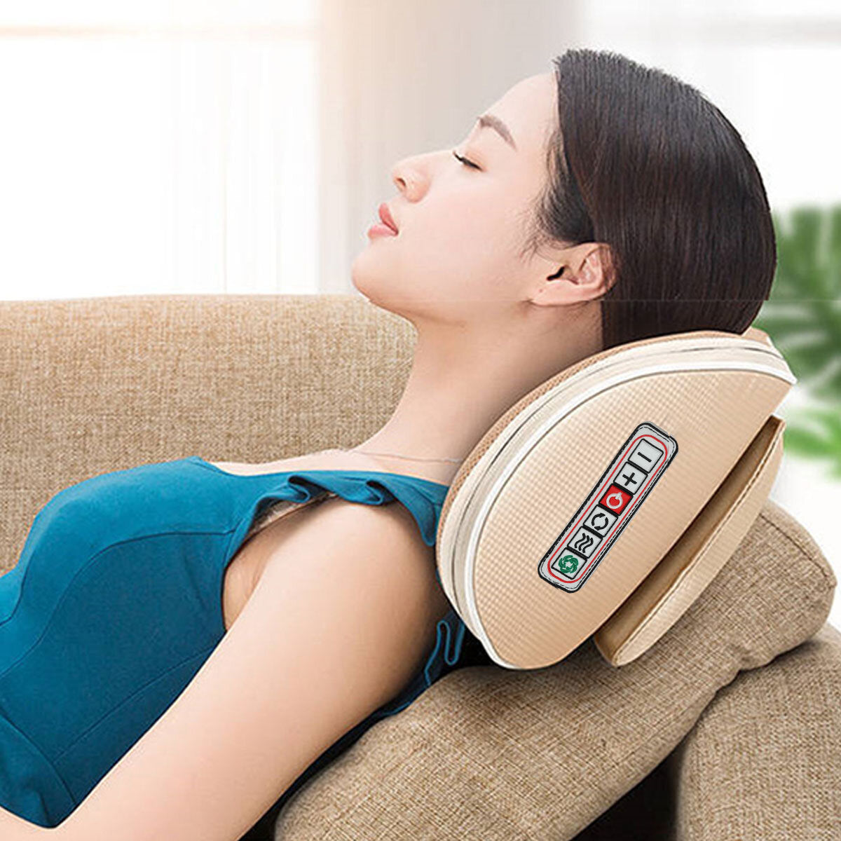 8-in-1 Electric Shiatsu Neck and Shoulder Massager with Heating, Kneading, Infrared Therapy, and Vibrating Head Pillow