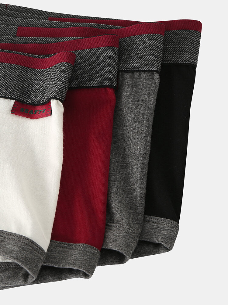 Atmungsaktive Baumwoll-Boxershorts für Herren mit antibakteriellem Beutel und kontrastierendem Bund