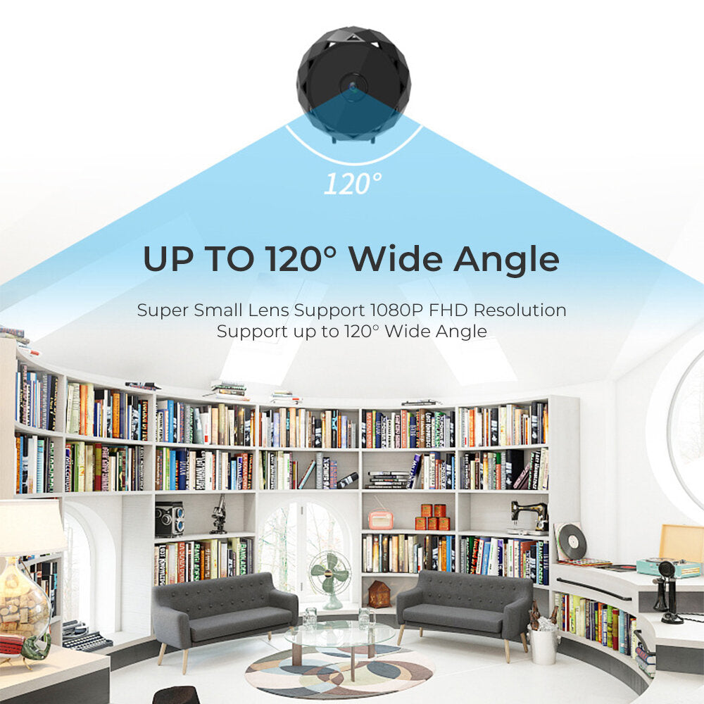 1080P Mini WiFi IP Camera - 120 Degree View, Night Vision, Remote Monitor, Wireless Home Security Camcorder