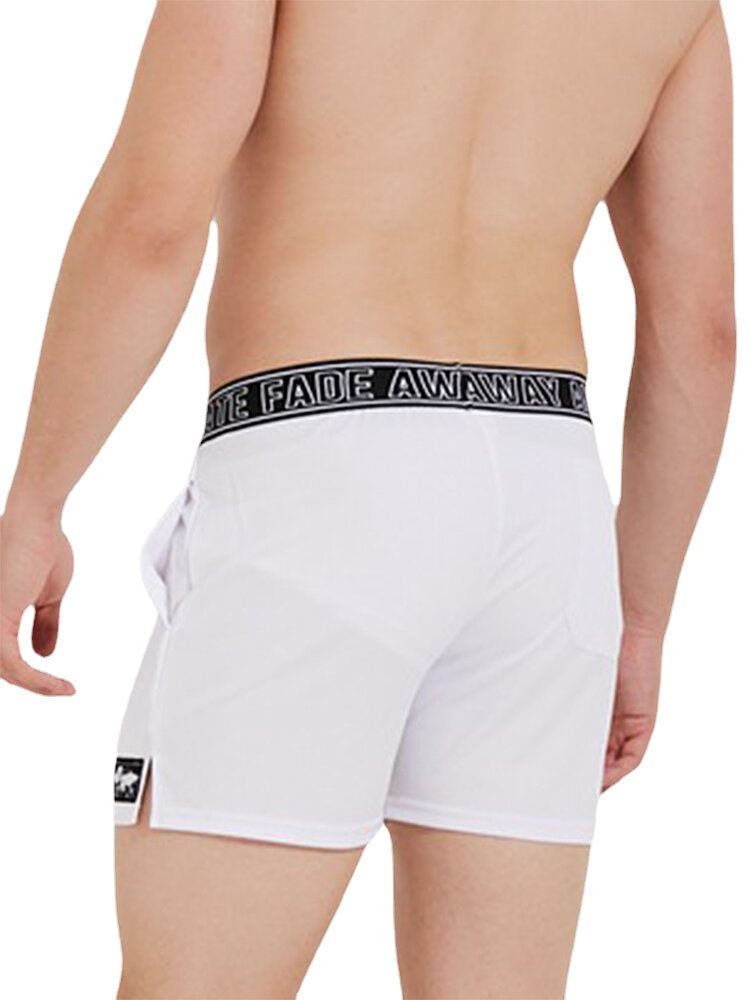 Men's Quick Dry Breathable Mid Waist Sport Shorts with Solid Color Patchwork and Letter Waistband