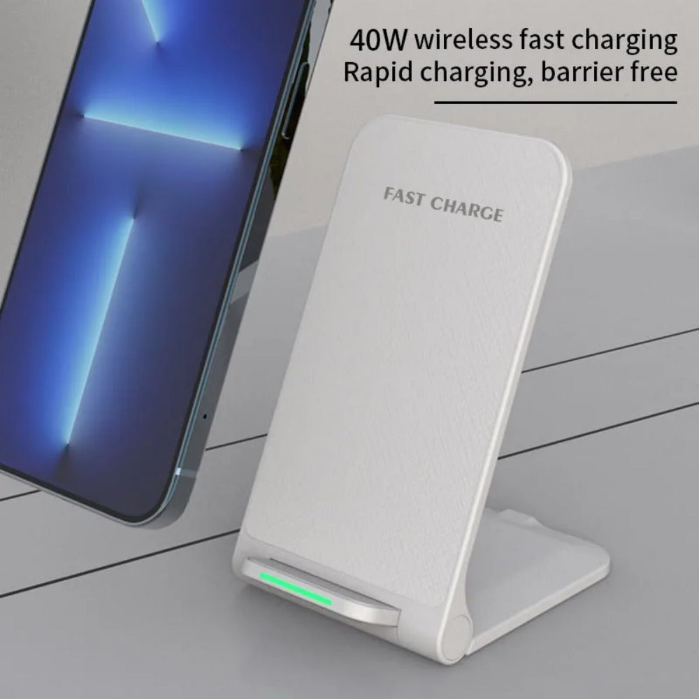 100W Foldable QI Wireless Charger Stand for iPhone 12-15 Pro, Samsung S22-S9, Xiaomi, Huawei