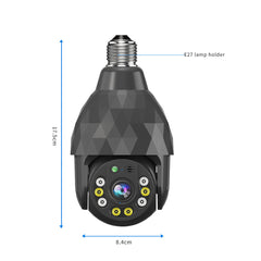 HD 1080P WiFi IP E27 Camera with 8 LED Night Vision, Smart Dual Light, and E27 Base