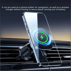 15W Magnetic Car Wireless Charger & Phone Holder for iPhone 15/14/13/12 Pro Max - Fast Charging