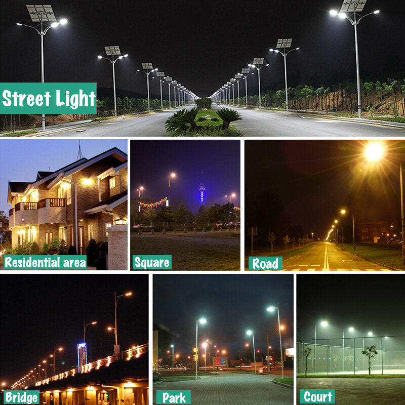 100W 108LED Solar Wall Street Light, 500LM PIR Motion Sensor, Outdoor Garden Lamp with Remote