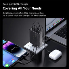 100W GaN 4-Port USB PD Fast Charger, Compatible with iPhone, Samsung, Huawei