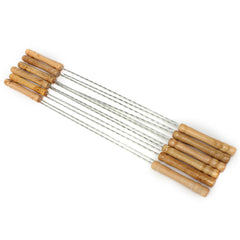 12X Stainless Steel BBQ Skewers 30cm - Metal Kebab Sticks, Barbecue Utensils, Needle Forks