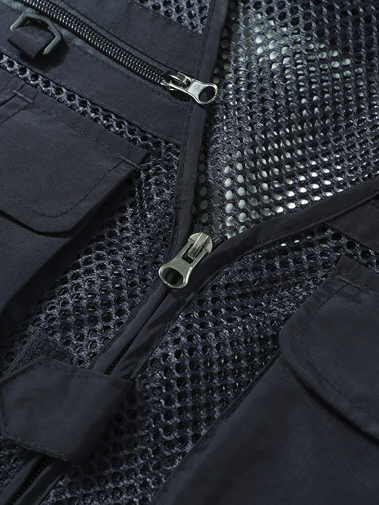 Herrenweste aus gespleißtem Mesh mit mehreren Taschen und Reifrock