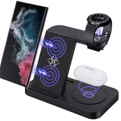 4-in-1 Wireless Charger Stand for iPhone, Samsung, Galaxy Watch - Fast Charging Dock Station