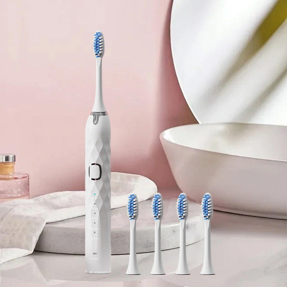 Electric Toothbrush Set - 5 Modes, IPX7 Waterproof, 5 Soft Heads for Adults & Kids