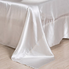 Seidenähnliches, weiches Satin-Spannbettlaken-Set – 4-teiliges einfarbiges Bettwäsche-Tagesdecken-Set