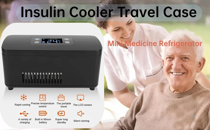 Portable Insulin Cooler Box | Travel Medicine Refrigerator | LCD Display for Diabetes & Serums