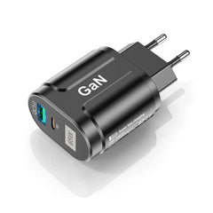 65W GaN 2-Port USB PD Charger, Fast Charging Adapter for iPhone, Samsung, Huawei