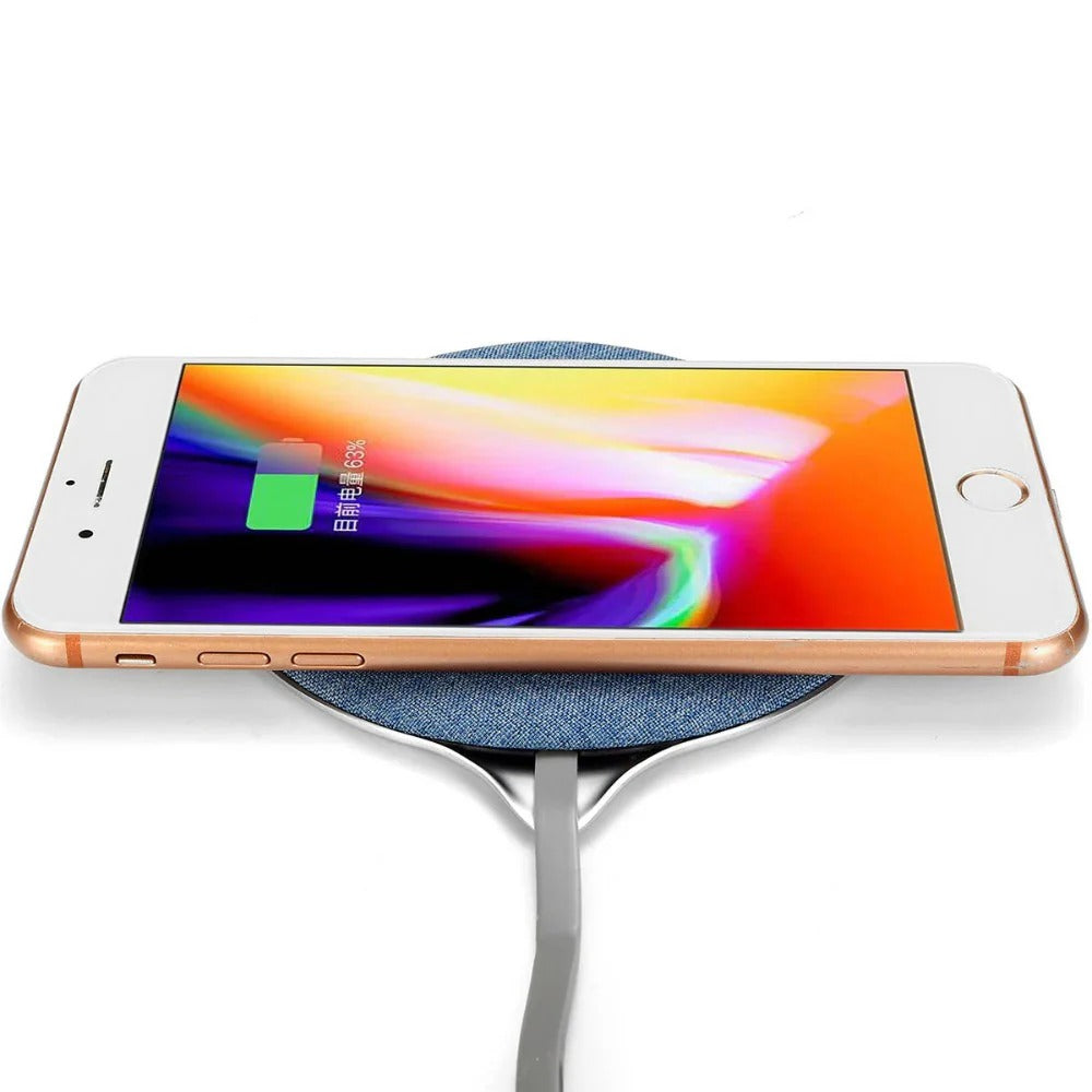 Fast Qi Wireless Charger Pad - Metal Cloth Mat, 9V 7.5W for iPhone & Samsung