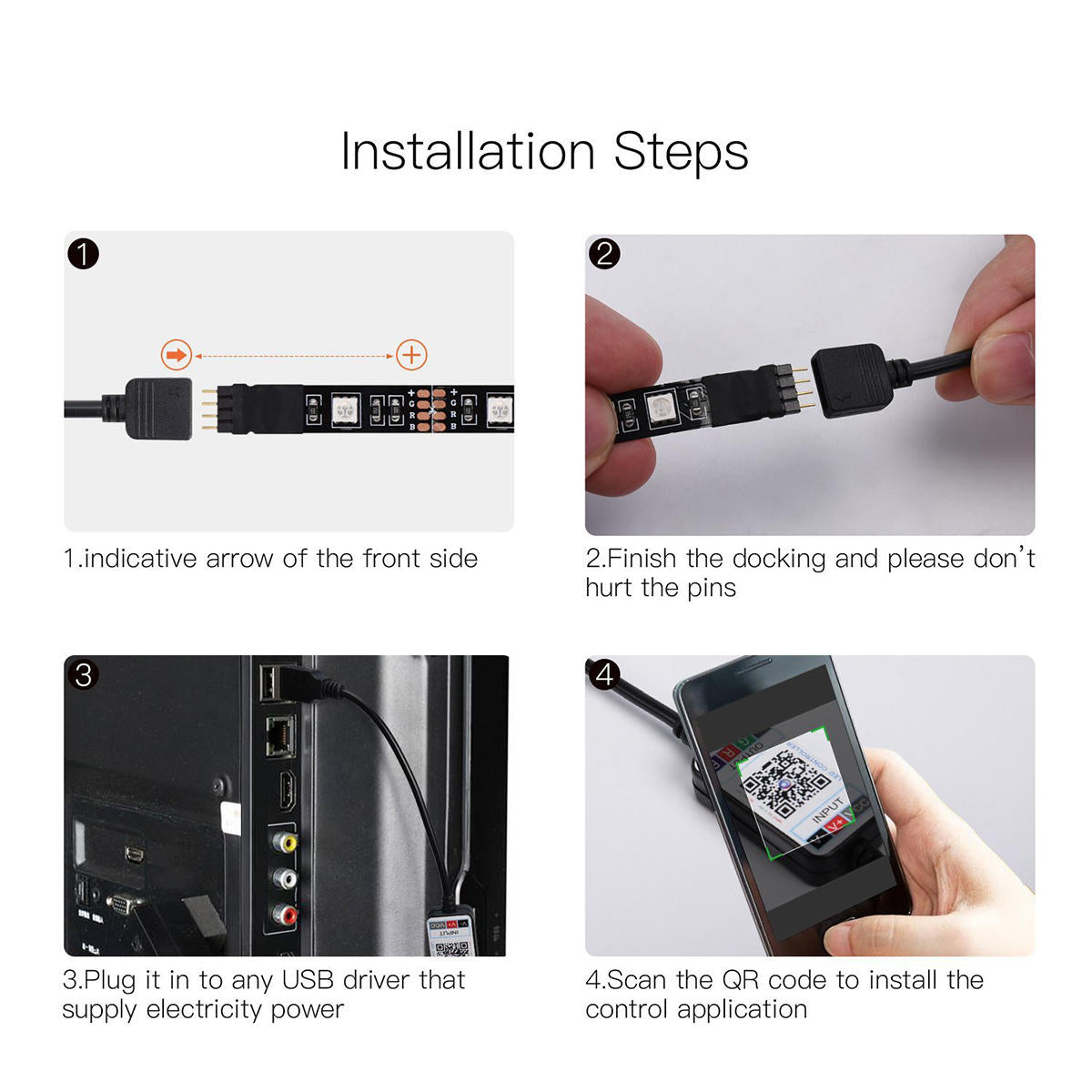 DC5V wasserdichter USB-RGB-LED-Lichtstreifen 1M-5M 5050 SMD Bluetooth-Steuerung für TV-/Computer-Hintergrundbeleuchtung