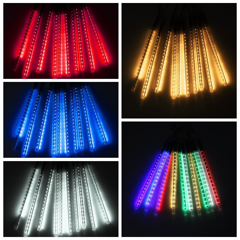 10 Tubes 30cm 300 LED Meteor Shower Rain Lights Christmas Tree Decor with Driver and US Plug