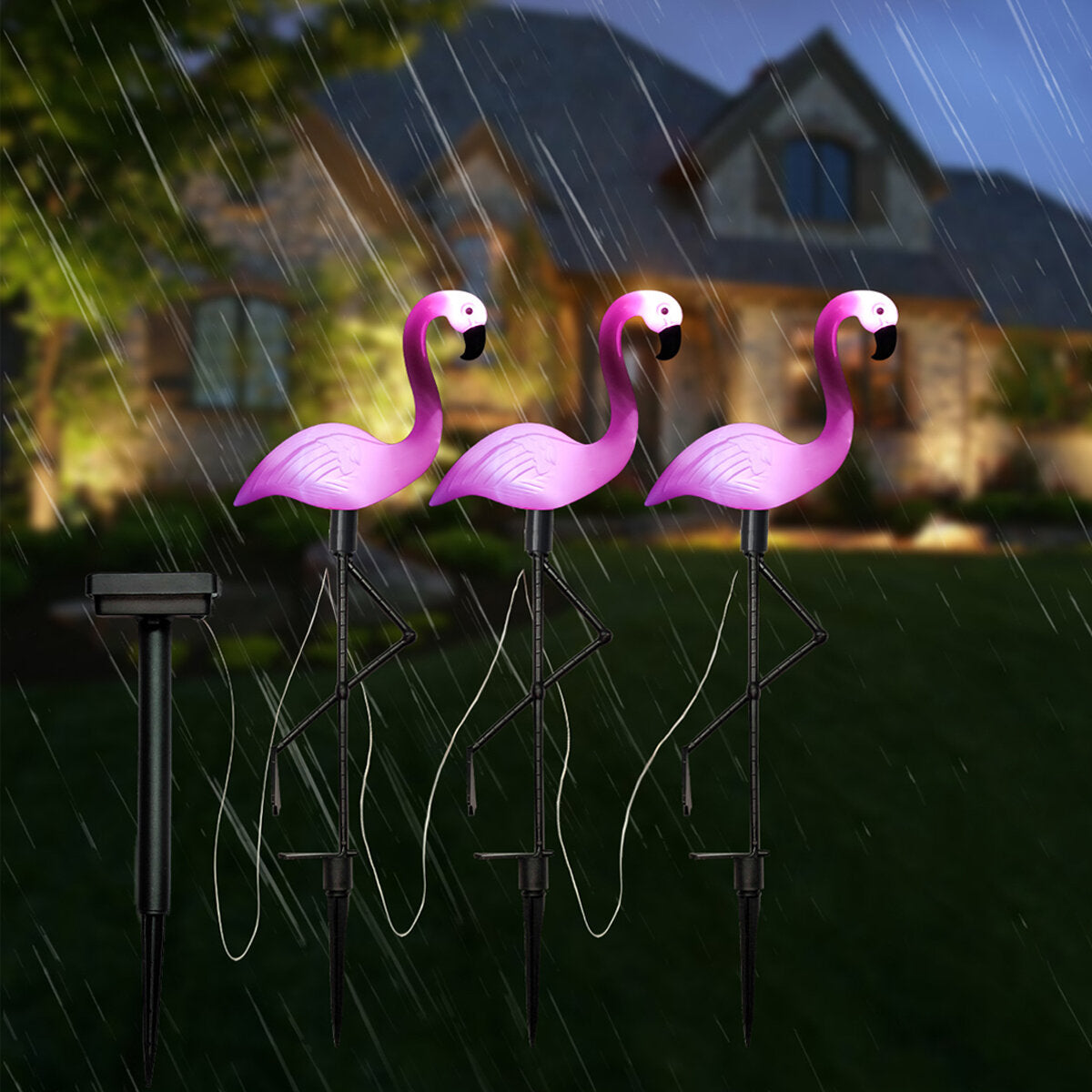 1/3Pcs Pink Flamingo Solar Garden Stake for Lawn, Patio, Yard, Walkway, Landscape Path