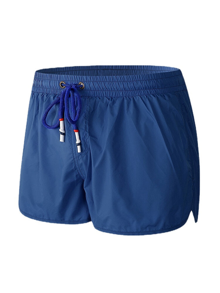 Schnelltrocknende, einfarbige Strand-Boardshorts für Herren mit Kompressionsfutter und Kordelzug