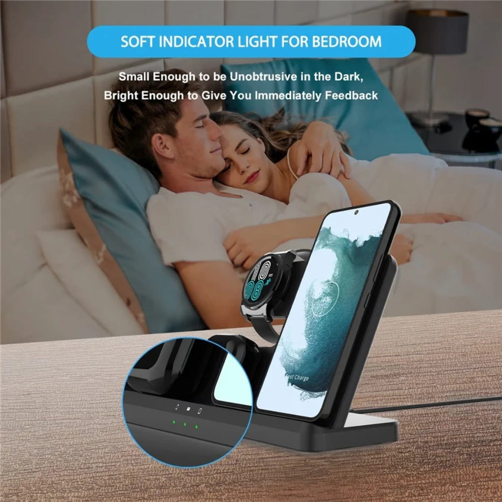 3-in-1 Wireless Charger Stand for Samsung Galaxy S23/S22/S21/S20/Note/Watch/Buds - 15W Fast Charging Dock