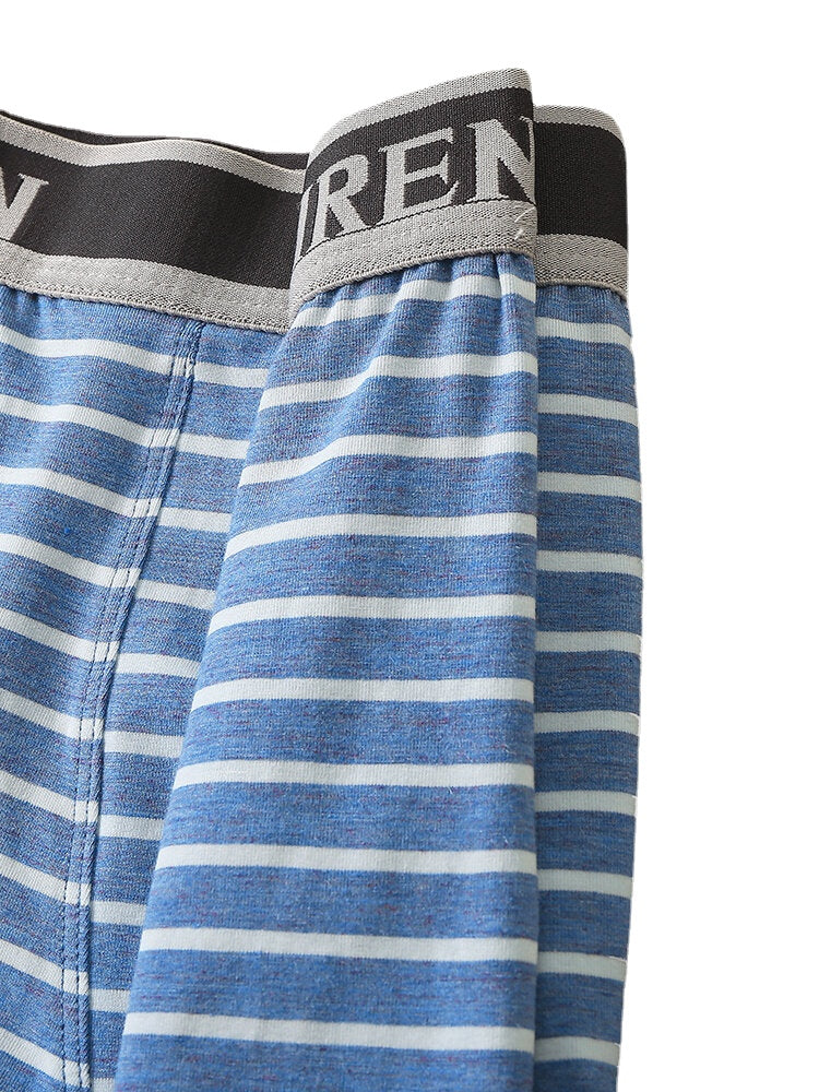 4-teilige Modal-Boxershorts für Herren mit horizontalen Streifen, Logobund und Beutel