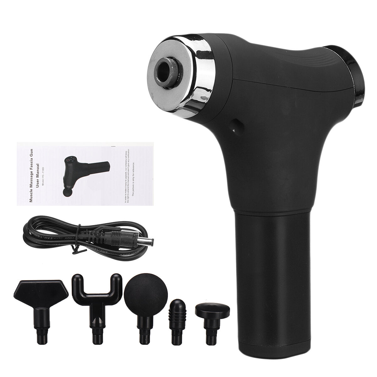 LCD Electric Percussive Massager Gun - 6 Gears, Handheld Therapy Device for Deep Muscle Relaxation, 5 Heads Included