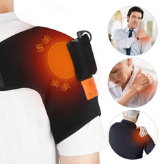 Adjustable 3-Mode Heating Vibration Shoulder Support Brace - Neoprene Upper Arm Belt Wrap for Sports Care