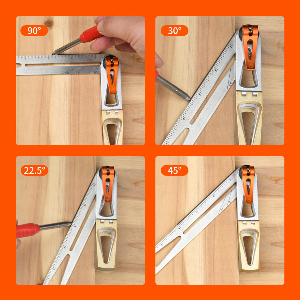 Precision Woodworking Jig Guide with 6:1 & 8:1 Slopes, T-Bevel & Angle Finder Ruler