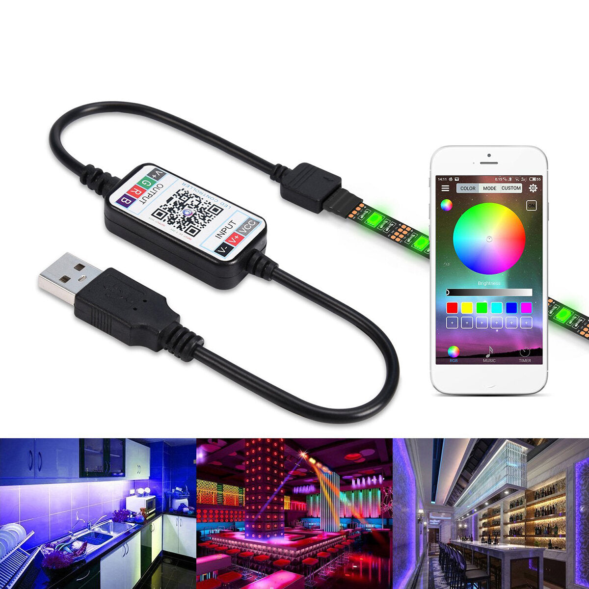 1-5M RGB LED Strip Lights, APP Control, IP65 Waterproof, TV Backlight, USB Powered