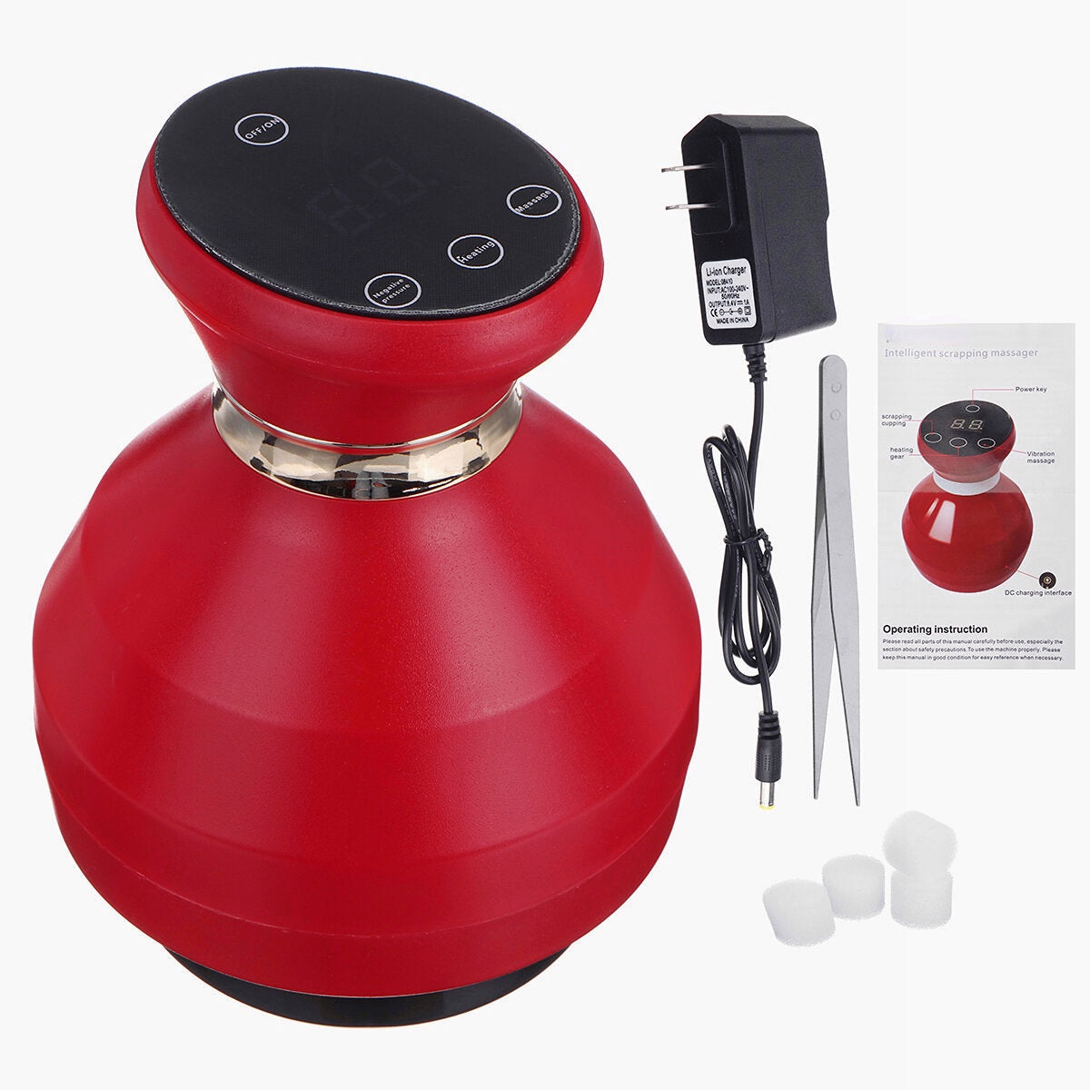 12-Gear Electric Cupping Massager with Heating, Guasha, Suction, Scraping, Touch Screen, Body Slimming, Physiotherapy