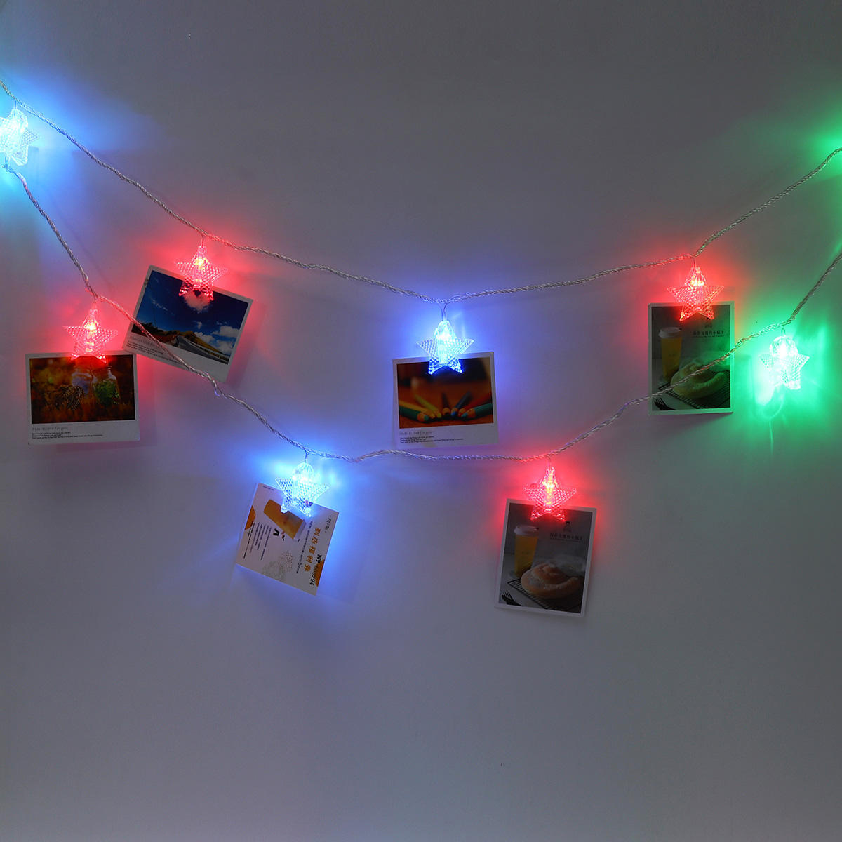 10M 38 LED Star Photo Clip Fairy String Lights, 8 Modes for Wedding, DIY, Home Decor, AC220V