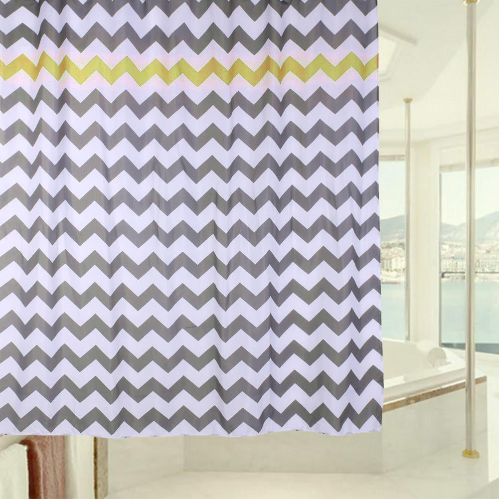 180x180cm Waterproof Geometric 3D Wave Stripe Print Shower Curtain for Bathroom