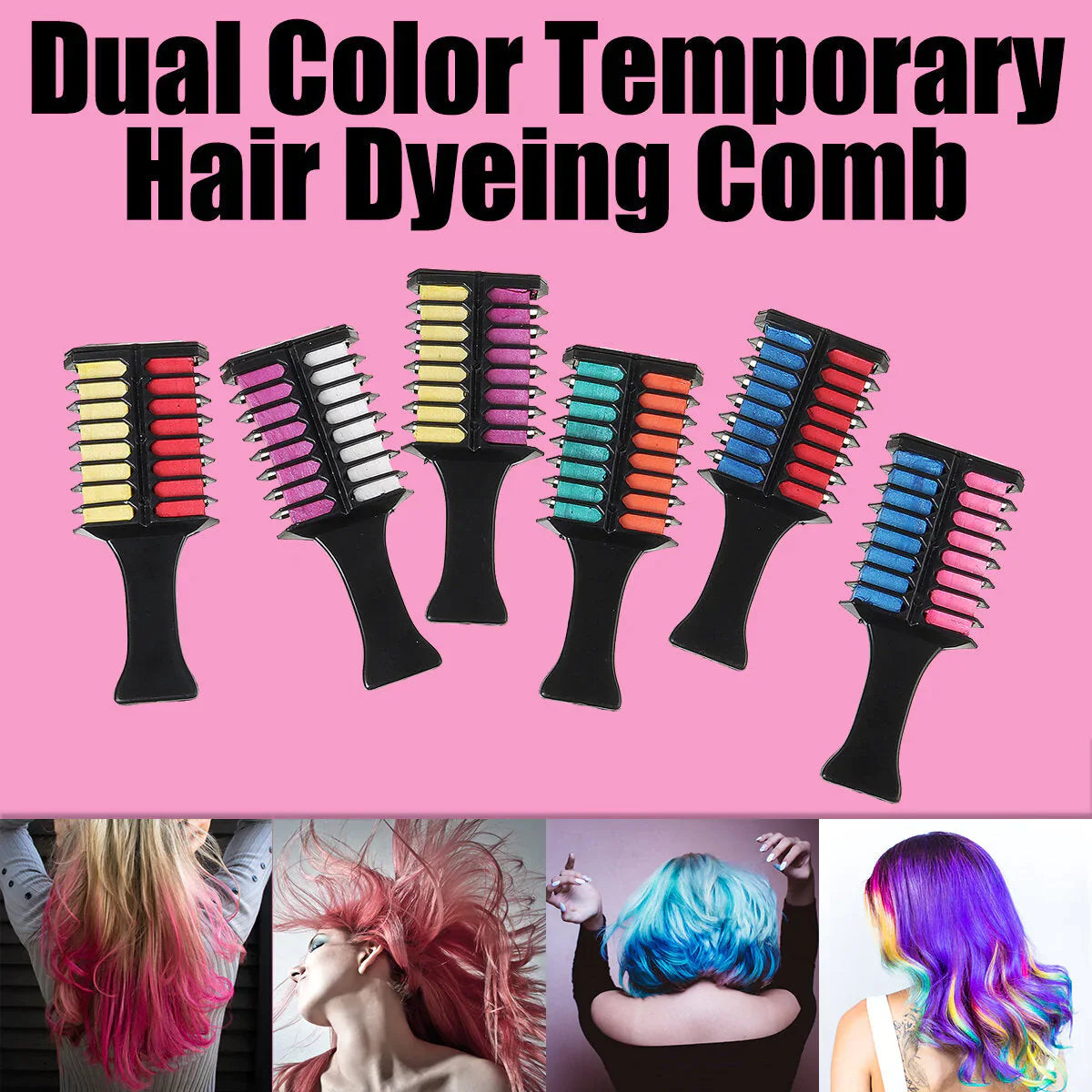 Mini Multicolor Hair Chalks - Professional Temporary Hair Dye Crayons & Comb for Hair Care & Styling