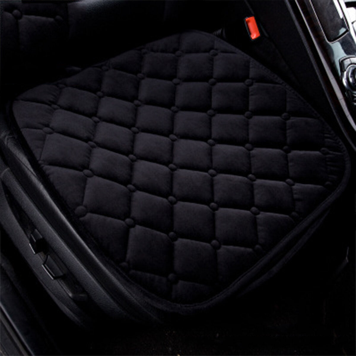 4 Colors Universal Plush Anti-Slip Car Seat Cushion Cover - Front & Rear, Autumn Winter Lattice Chair Pad