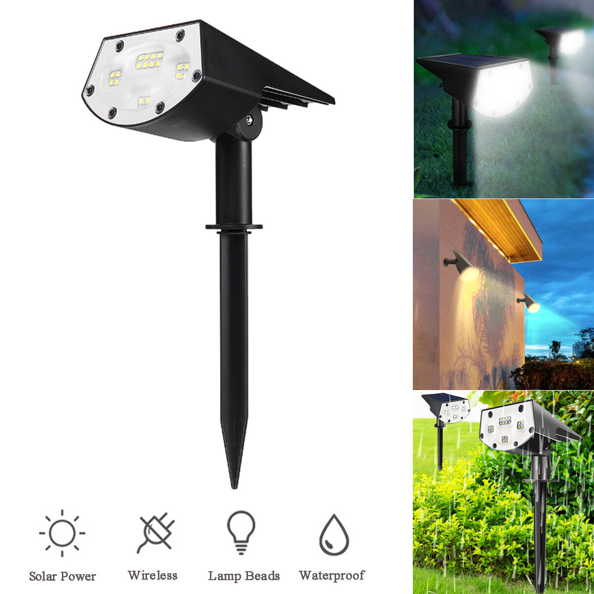 20 LED Solar Spot Lights for Outdoor Landscape, Garden, Pathway, and Lawn Lighting