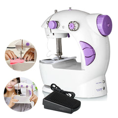 Mini Portable Electric Sewing Machine with Night Light, Foot Pedal, and Hand Table for Household Use