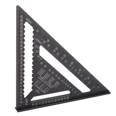 12" Aluminum Alloy Triangle Ruler with Protractor, Scriber, and Sawtooth Guide - Multifunctional Tool