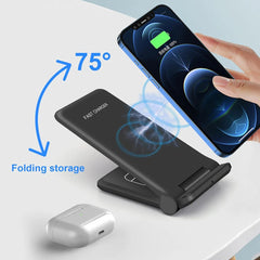 25W 2-in-1 Wireless Charger Dock for iPhone & Samsung - Fast Foldable Stand